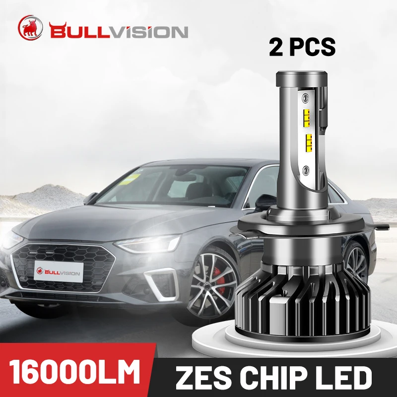 Bullvision Led H7 H4 светильник для автомобиля 12 В HB3 HB4 9005 9006 головсветильник свет H8 H9 Turbo