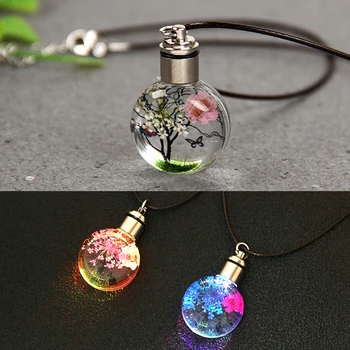 

2020 New Valentine's Day Gift Real Dried Flowers Dandelions Resin Pendant Necklace Silver Bronze Fashion Women Jewelry Dropship