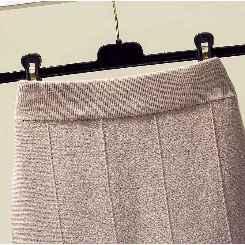 Plus size Women High Waist Solid Mermaid Knitted Skirts 3xl Spring Autumn Elegant Streetwear Maxi Skirts For Womans Saias Femme Plus size Women High Waist Solid Mermaid Knitted Skirts 3xl Spring Autumn Elegant Streetwear Maxi Skirts For Womans Saias Femme