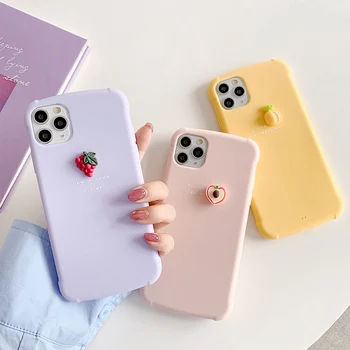 

3D Grape peaches phone Case For iphone 11 11Pro Max XS Max X XR for iphone 7 8 Plus Matte soft silicone case phone cover