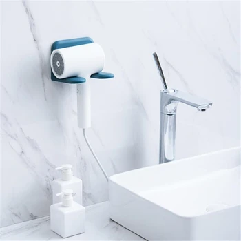 

1pc Innovative Wall-Mounted Punch-Free Hair Dryer Plastic Storage Rack Bathroom Storage Hair Dryer Bracket