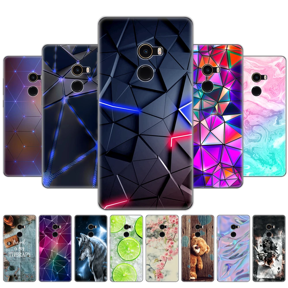 soft silicon TPU case for xiaomi Mix 2 case for xiaomi Mi Mix 2 Mix2 back cover protective printing transparent coque xiaomi leather case glass