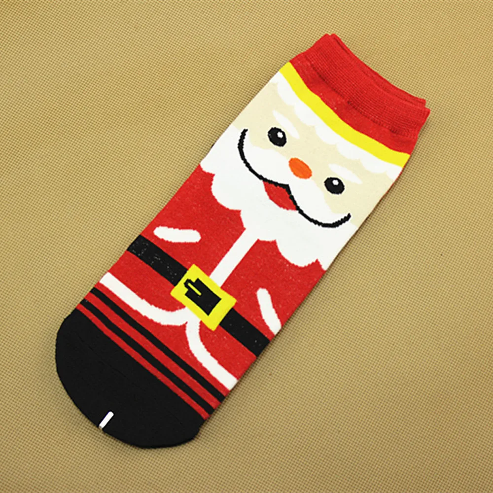 Осенне-зимние женские хлопковые носки в стиле Харадзюку винтажные Рождественские теплые короткие рождественские носки с 3D принтом со снежинками с милым рисунком L0829