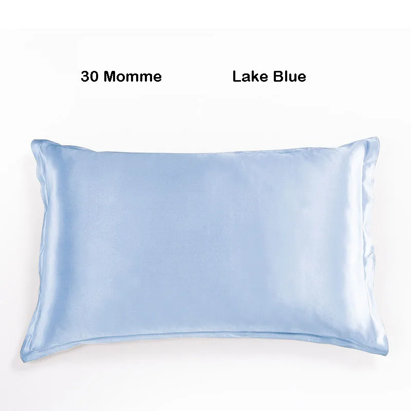 Чехол для подушки из шелка тутового шелкопряда для волос и кожи, размер королевы 20* 30in 30 Momme, чехол для подушки, шелковые наволочки с застежкой-конвертом - Цвет: Lake Blue 1 piece