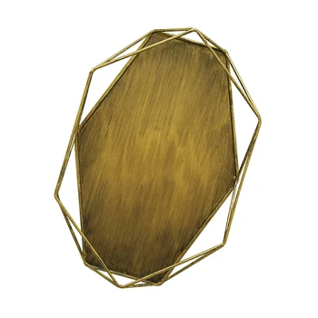 

Simple Vintage Golden Jewelry Plate Silver Desktop Storage Tray Nordic Style Retro Accessories Display Tray Iron Design Z590
