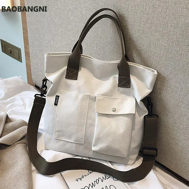 

Women Handbags Retro Canvas Tote Shoulder Bags Women Crossbody Bags New Casual Large Capacity Solid Color Fashion Bags