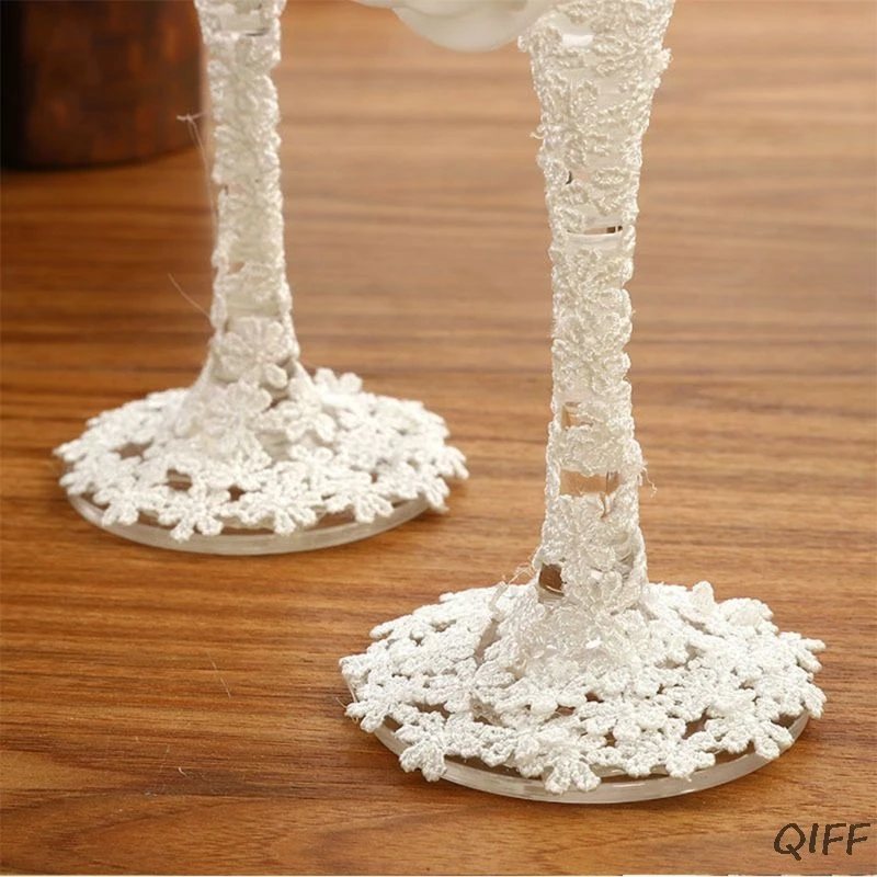 2pcs Set Wedding Glass Creative Pearl Flower Crystal Wedding Champagne Glasses