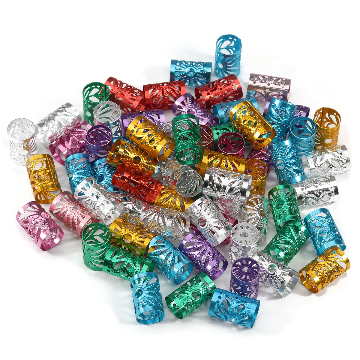 100pcs Gold/silver Color Metal Tube Hair Braid Dread Dreadlock Beads Adjustable Hair Braids Cuff Clip 7/9mm Hole Micro Ring Bead
