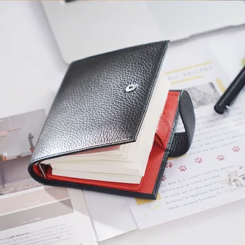 

A7 Loose Leaf Genuine Leather Journal Set 192P Lined Paper Notebook Poket Agenda Gift