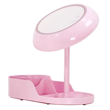 

Led Folding Mirror Double Sided Mirror Magnifying Glass Rechargeable Desk Lamp with Storage Box for Makeup Travel