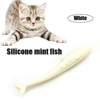 

Cat Toys Mouth Fish Shape Cat Toothbrush Catnip Silicone Molar Stick Cat Teeth Cleaning Playing Chew Toy For Cat Pet Accessories