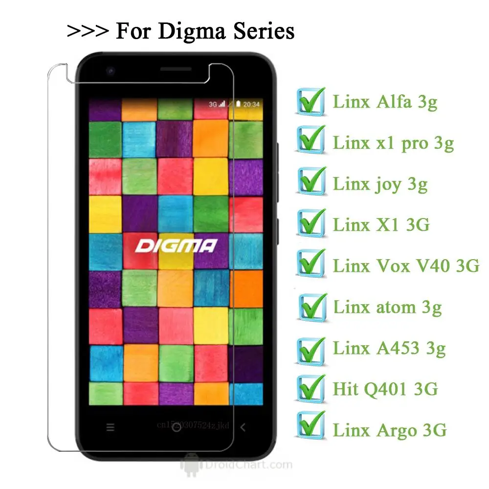 

Tempered Glass For Digma Linx Alfa x1 pro joy atom A453 Argo Vox V40 3g Screen Protector For Digma Hit Q401 3G Protective Film