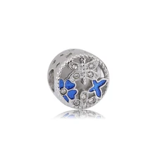 Темно-синие резные шармы в форме цветка шармы из нержавеющей стали подходят для браслета и ожерелья элегантные ювелирные изделия