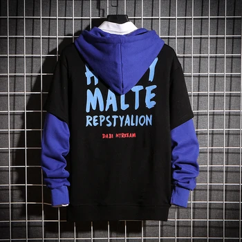 

spring & Autumn Large Size print Hoodie Men color block sweatshirt Brand hip hop Color Stitching Long Sleeve