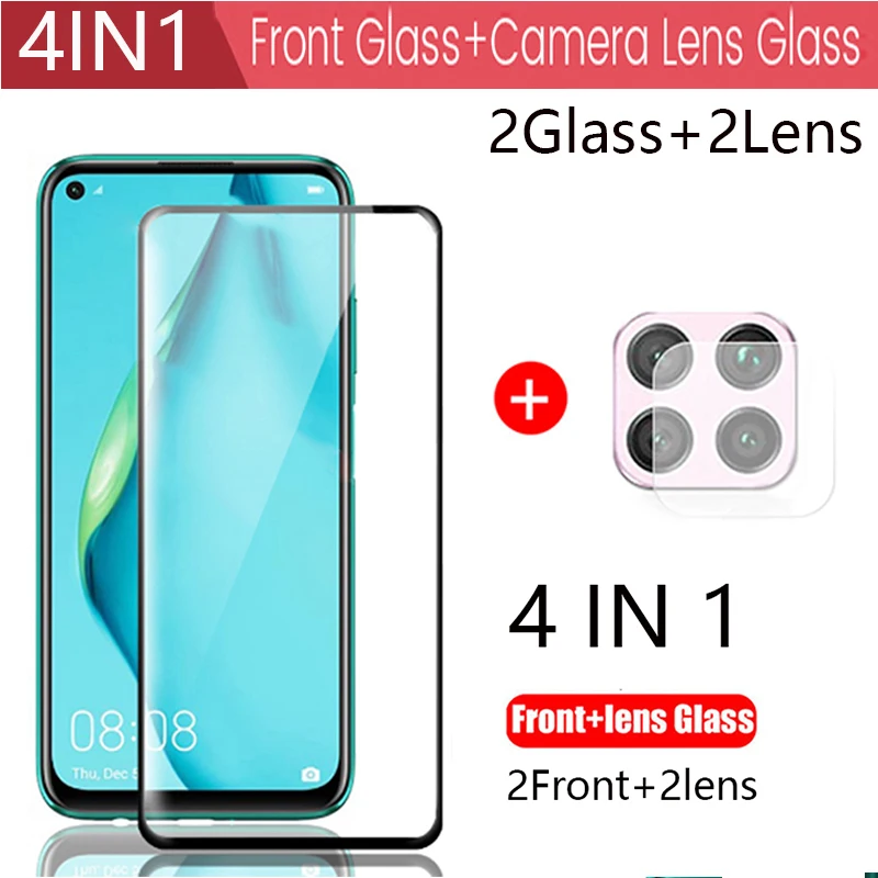 4 in 1 Camera + Tempered Glass For Huawei P40 Lite Screen Protector Glass On Huawei P40 Lite ...