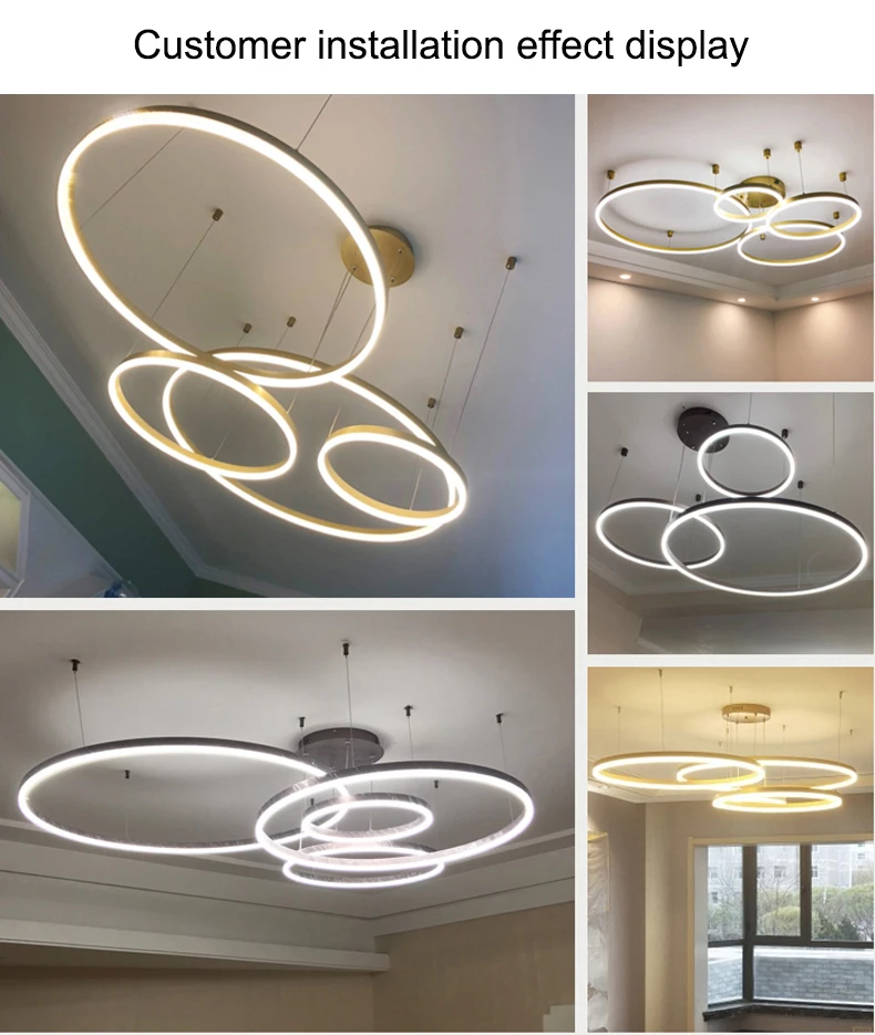 downlighters 2020 Modern Led Chandelier Home Lighting Brushed Rings Ceiling Mounted Chandelier Lighting Hanging Lamp Gold&Coffee color smart led downlights