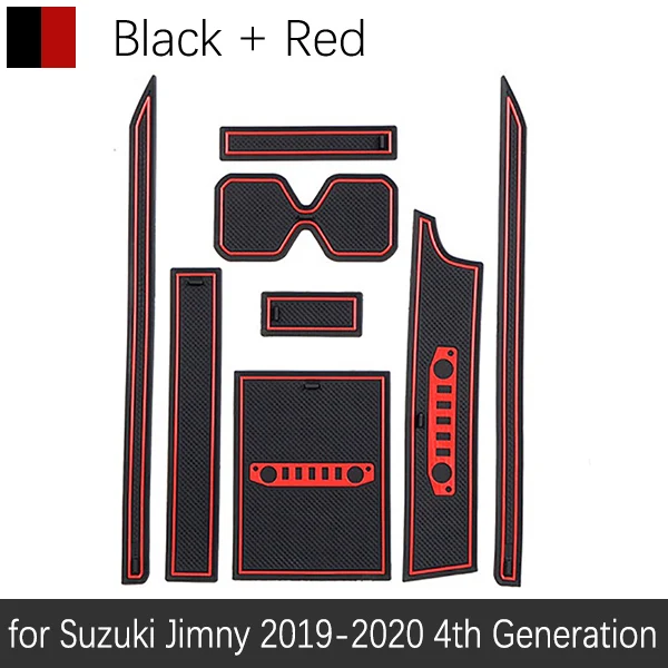 Red Противоскользящие резиновые чашки подушки двери паз коврик для Suzuki Jimny JB64 JB74 Jimny Sierra автомобильные аксессуары коврик для телефона - Название цвета: Red