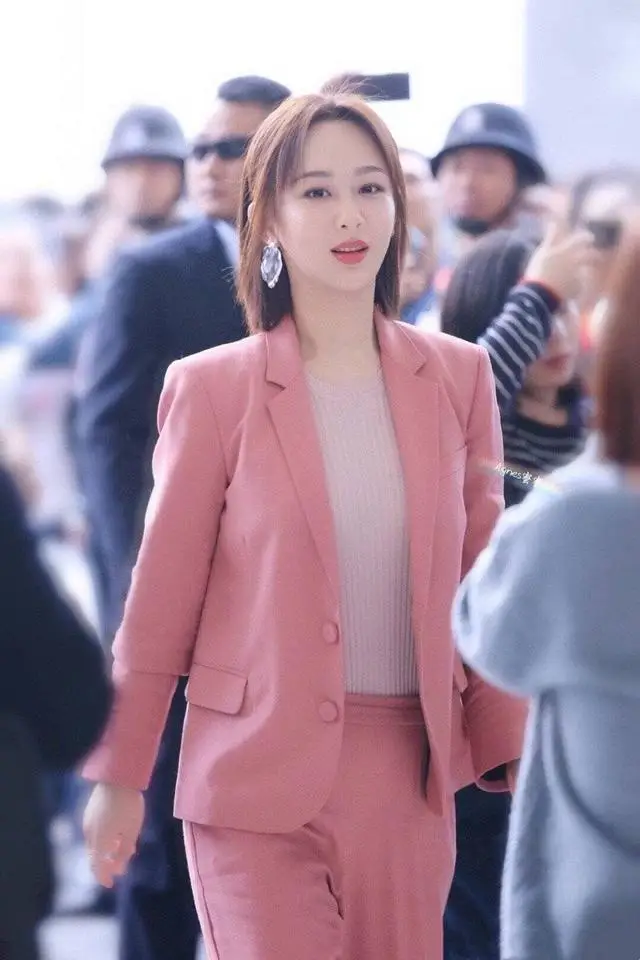 VC All Free Shipping New Chic Women Blazer Suits Single Button Turn-down Collar Design Office Ladies Pants Suit - Цвет: Розовый