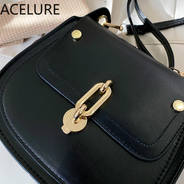 ACELURE Solid Color PU Leather  Purse Flap Cover Hasp Women Small Shoulder Bags Brown Black Lady Crossbody Messenger Female Bags 4