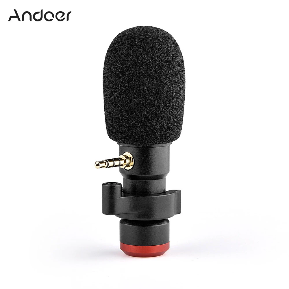 Andoer MIC06 Mini-Smartphone-Mikrofon 3,5 mm TRRS-Stecker f/ür Smartphone-Videoaufnahmen Live-/Übertragung Online-Gesangen Chatten