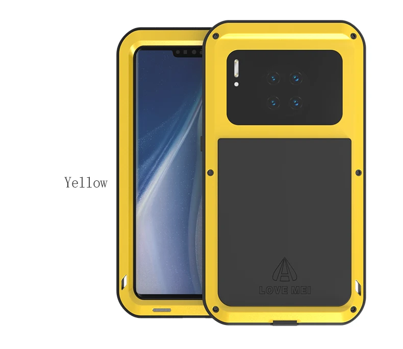 Для huawei mate 30 Pro металлический ударопрочный чехол huawei mate 30 Pro(6,53 дюйма) прочный защитный чехол Полный корпус анти-падение чехол для телефона - Цвет: Цвет: желтый