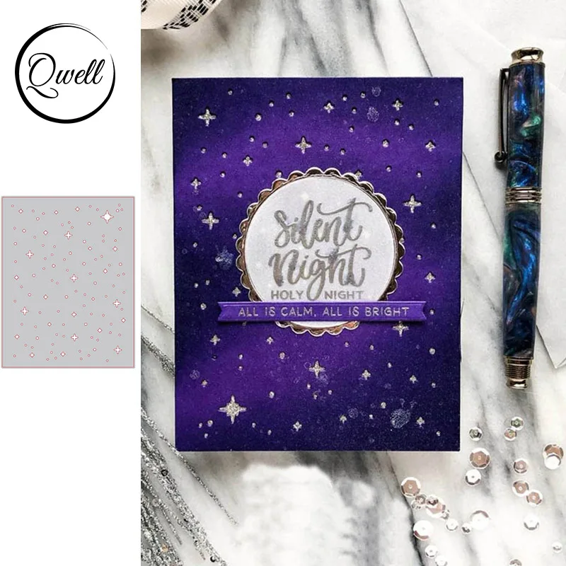 

QWELL Night Stars Background Metal Cutting Dies for Scrapbooking and Card Making Paper Embossing Craft New 2019 die cuts