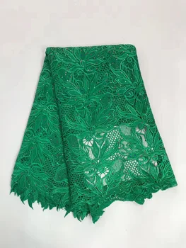 

Latest GREEN African Cord Lace High Quality Nigerian Guipure Lace Fabric 2018 Water Soluble Lace Fabric With Stones R16822