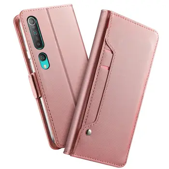 

For Xiaomi Mi 10 Mi 10 Pro Case Card Slot Leather and TPU Flip Stand Wallet Protection Mirror Cover for Xiaomi Mi 10 Lite Case