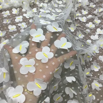 

New 3D Butterfly Applique Children's Clothing Lace Fabric Skirt Skirt Fashion Mesh Fabric for DIY Wedding Gown Little Girl Dress