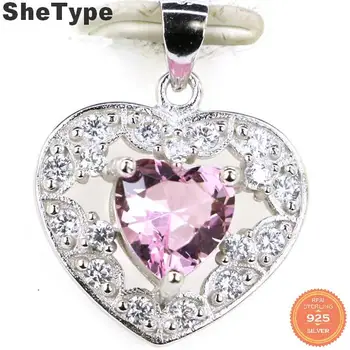 

23x18mm Ravishing 3.2g Heart Shape Green Emerald Pink Kunzite CZ Ladies European Style 925 Solid Sterling Silver Pendant