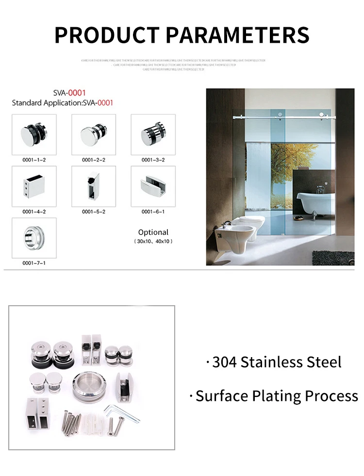 1 set Stainless Steel Shower Door Roller Bearing For Sliding Glass Door Electroplated Door Accessories for Shower Cabin Room