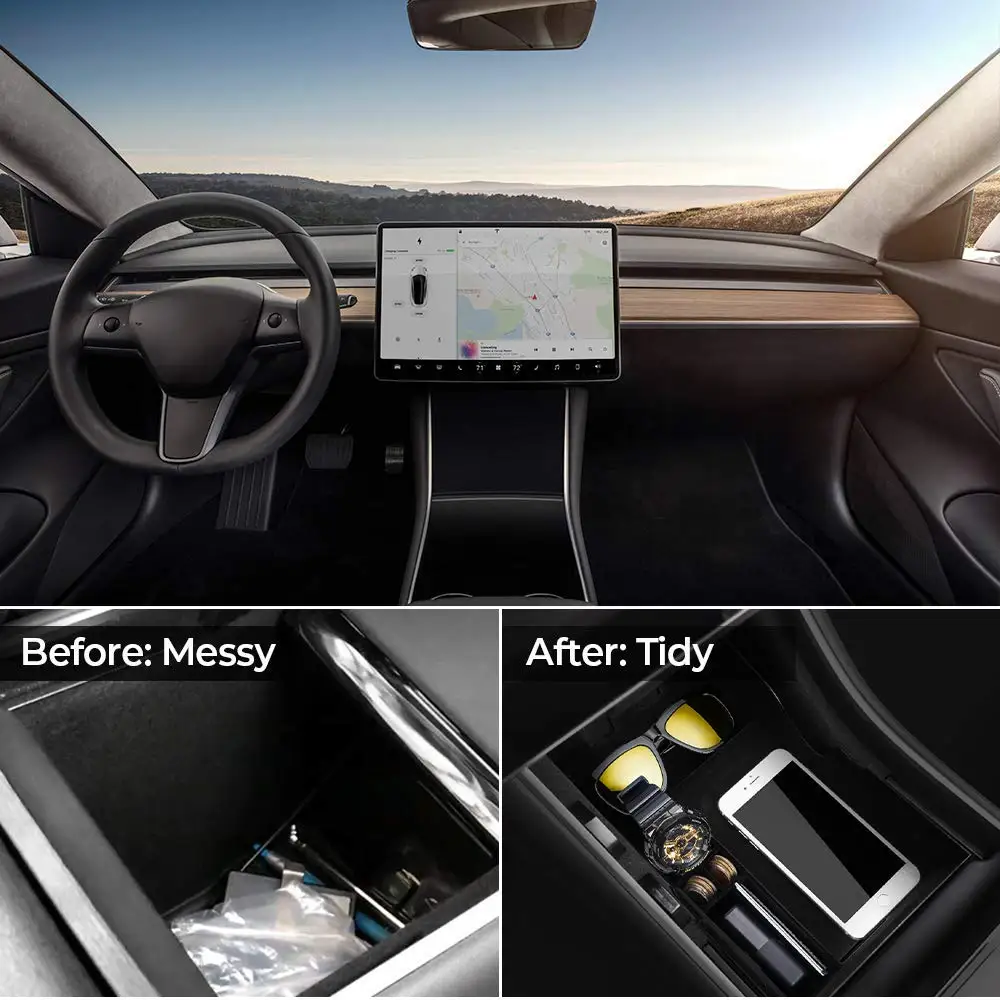 Автомобильная Центральная коробка для хранения для Tesla модель 3- аксессуары для интерьера органайзер для центральной консоли