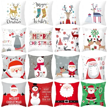 

Santa Claus Reindeer Cushion Cover Merry Christmas Decorations For Home 2020 Christmas Ornaments Gift Xmas Navidad New Year 2021