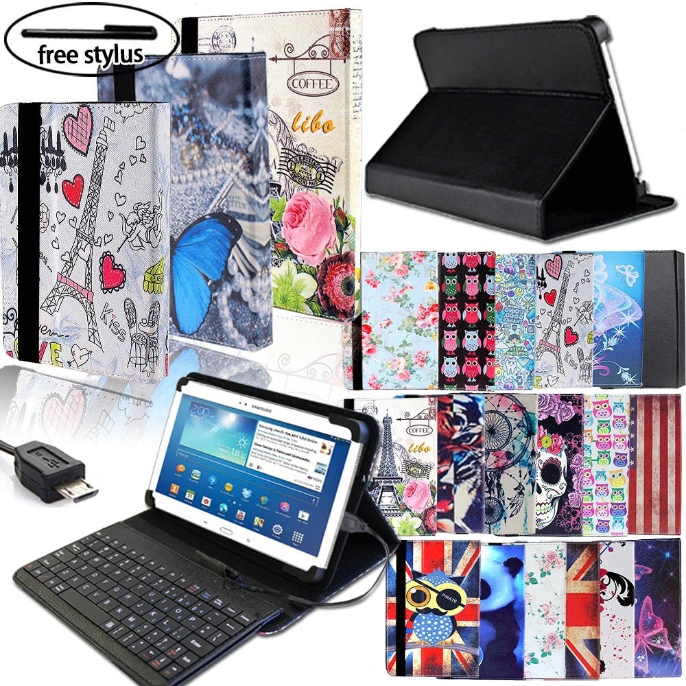 

Leather Tablet Stand Folio Cover Case Wired Keyboard Suitable for Samsung Galaxy Note/Tab/Tab 3/Tab 4 Tablet Protective Case