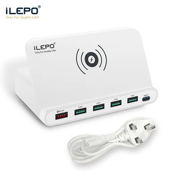 

iLEPO 3in1 QI Wireless Charger QC3.0 Multi-Port Smart USB Fast Charging Dock Station with 5V3A Type C Port For Phone