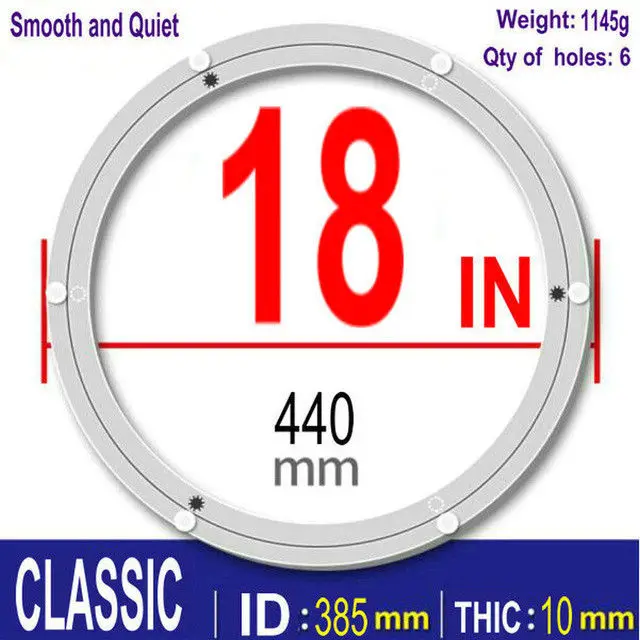 HQ 4-40INCH CLASSIC Thicken Aluminium Alloy Swivel Plate Lazy Susan Turntable Dining Table Swivel Plate for Kitchen Furniture 18INCH 44CM OD