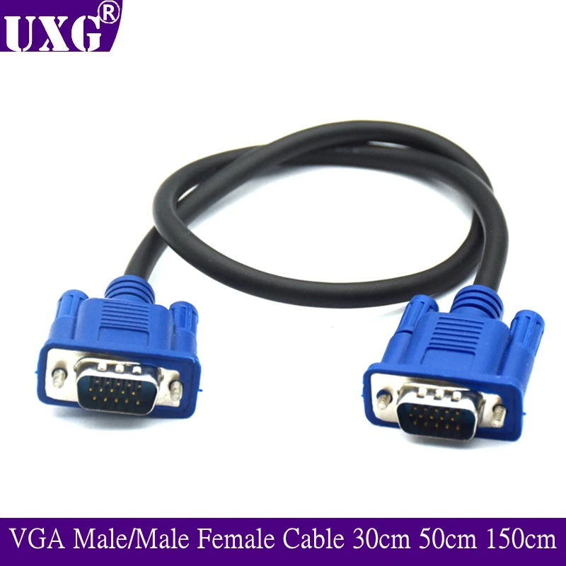 0.3m 1.5M 3m VGA To VGA Cable 15 Pin Male To Male Female Extension Converter Cable for Computer Monitor Projector PC TV Adapter vga cable vga cable adapter