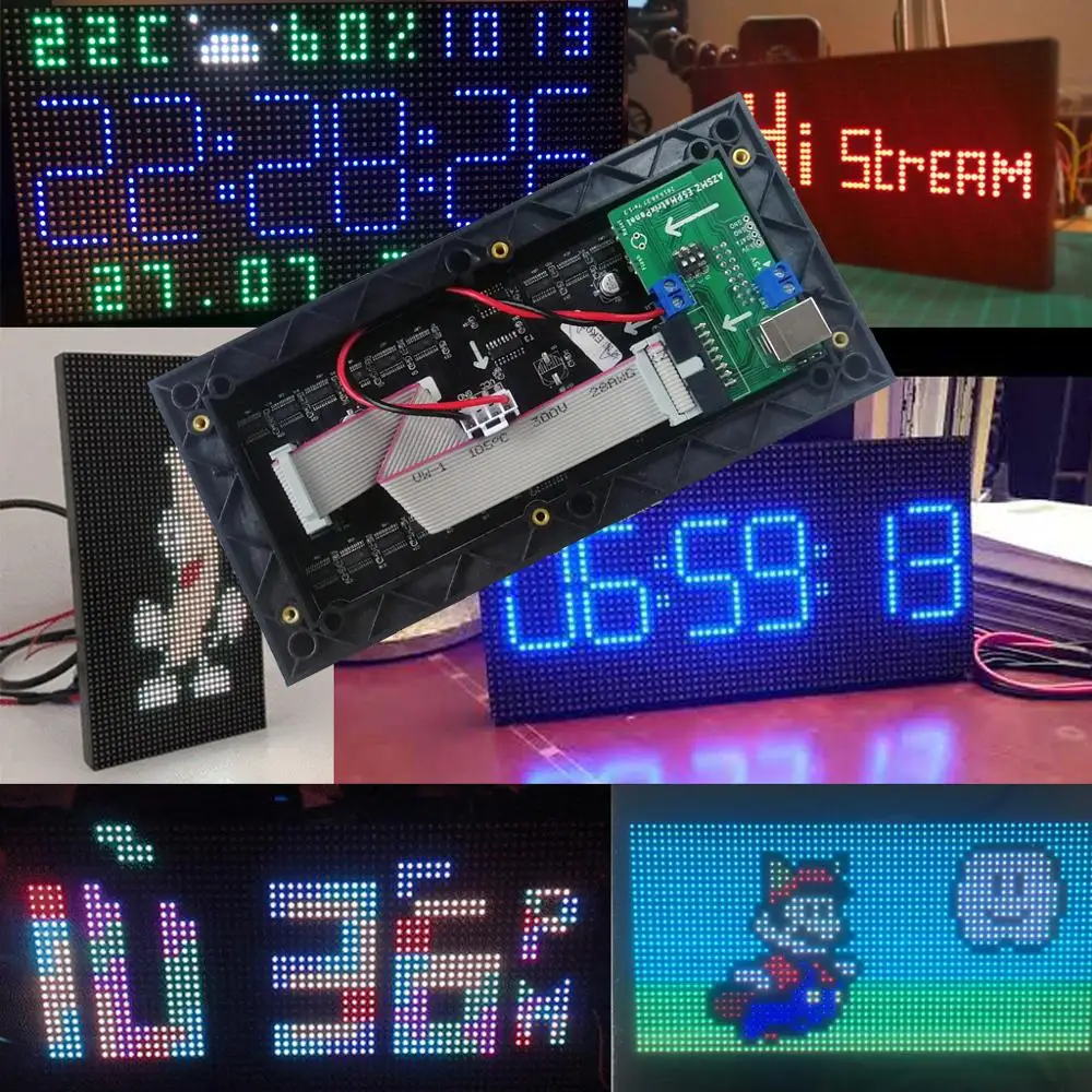 AZSMZ ESPMatrix панель RGB светодиодный матричный контроллер ESP8266 чип на макетной плате для PXMatrix arduino с открытым исходным кодом github