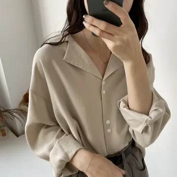 

2020 Women Blouse Turn Down Collar Long Sleeve Womens Tops And Blouses Elegant OL Style Shirts Blusas Roupa Feminina Clothes