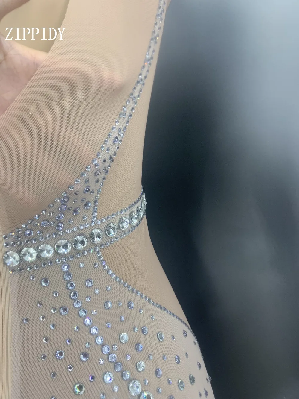 Сетчатые серебряные стразы, без рукавов, сексуальное платье, прозрачное, женское, певица, стрейчевое платье, день рождения, празднование, платье YOUDU