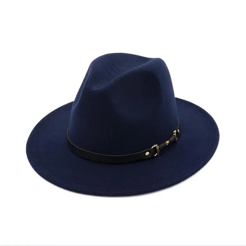 Фетровая шляпка шерстяная Шапки с поясом Для женщин Винтаж шляпы Трилби шерстяная шляпа теплая джаз шапка Femme feutre шляпа Панама H4