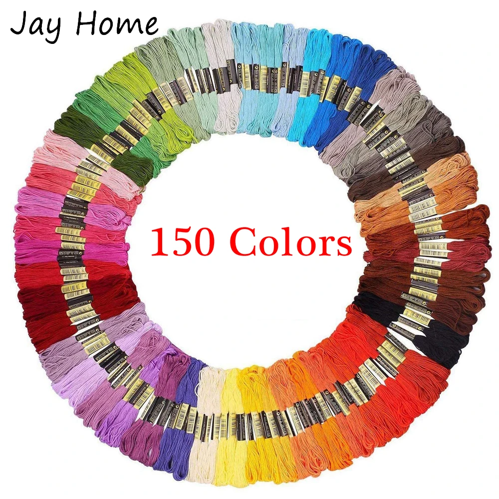 

150 Skeins Embroidery Floss Multicolor 8M Cross Stitch Thread Polyester Cotton Bracelets Floss for Sewing Embroidery Craft