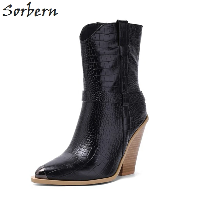 

Sorbern Ankle High Boots For Women Wedge Heeled Pointy Toe Short Booties Wide Fit Ladies Shoe Winter Style Wedge Boots Custom