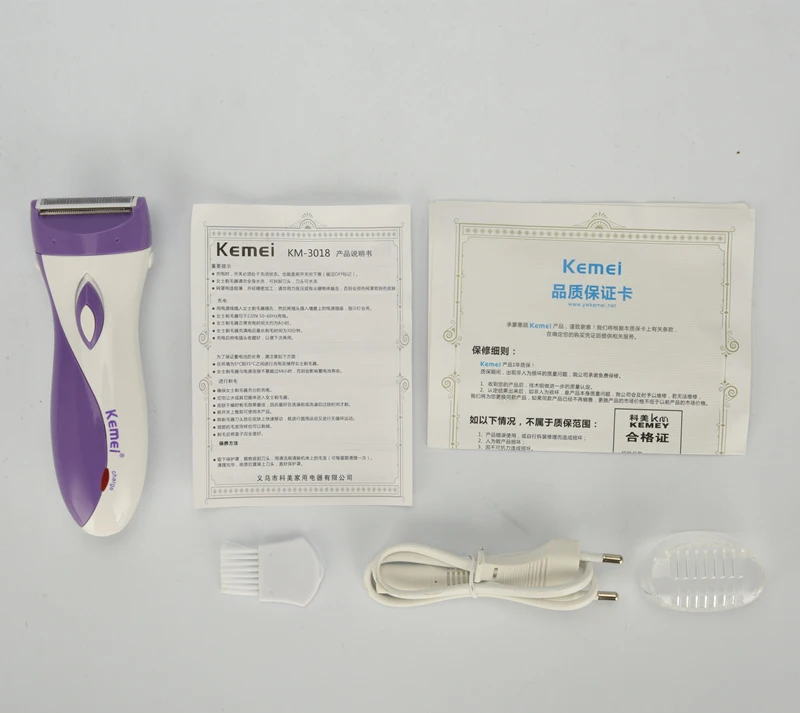 Kemei электробритва, для женщин, для удаления волос, профессиональное бритье, машина для депиляции, перезаряжаемый эпилятор, бикини, триммер, бритва 41D - Цвет: purple-no box