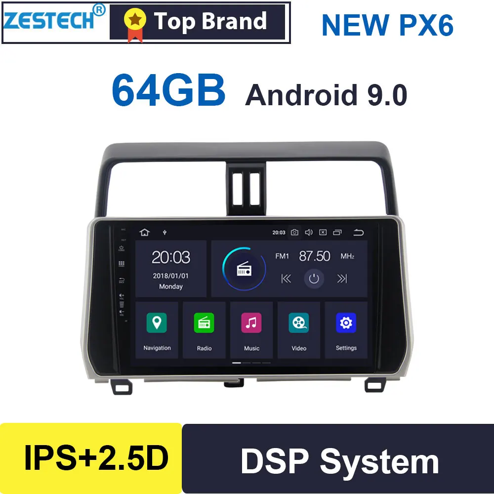 Android 9,0 ips 2.5D 10," gps Радио автомобильный dvd-плеер для Toyota Prado головное устройство автомобиля gps DVD мультимедиа SWC DSP wifi