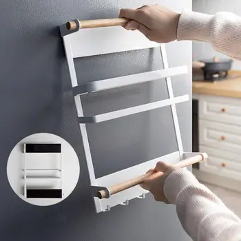 

2 In 1 Use Folding Refrigerator Shelf For Home Kitchen Holder Spice Hanging Organizer Shelves Storage Towel Rack Roll Magne X6U0