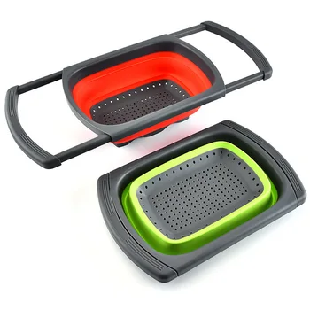 

Collapsible Foldable Colander Strainer Fruit Vegetable Washing Basket Drainer With Handle Cooking Tools Kitchen Accessories