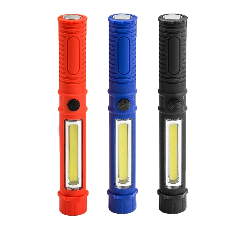 3 Color PVC LED Light Working Inspection Light COB LED Multifunction Maintenance Flashlight Hand Torch Lamp Pocket Flashlight