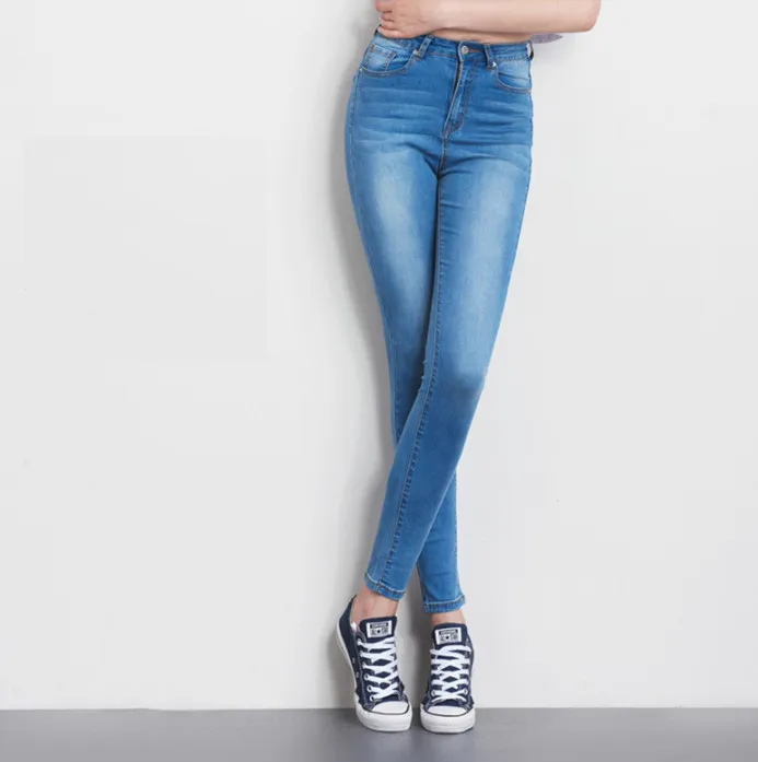 Light Blue w White Женские джинсы с эффектом пуш-ап, с полоской silcon, размера плюс, 5XL, повседневные джинсовые штаны, хорошо тянущиеся, эластичные, ouc704 - Цвет: Light Blue w White