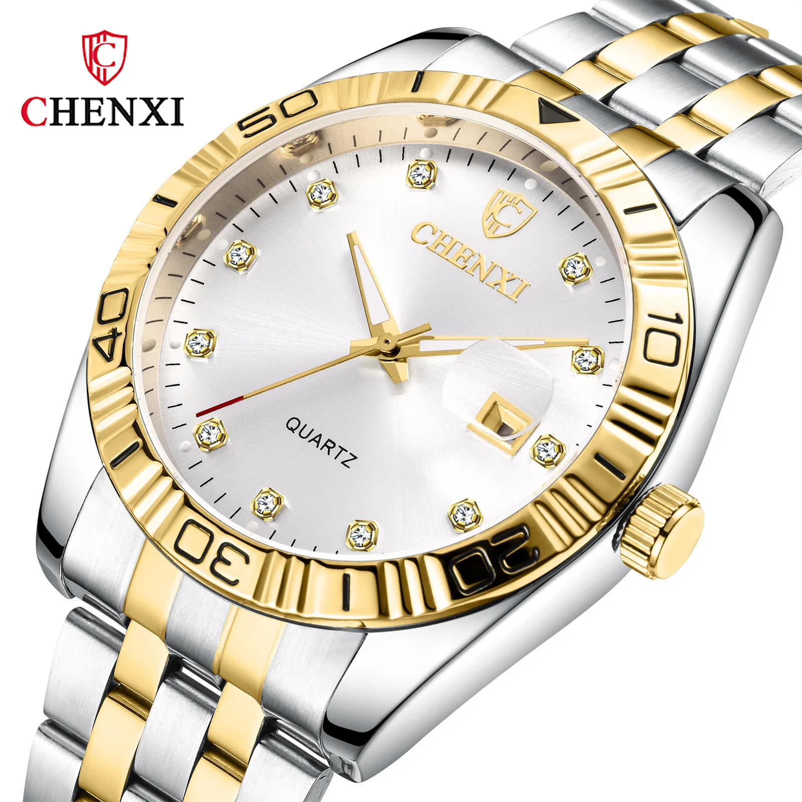 

Stainless Steel COUPLE'S Watch 8201chenxi Brand Calendar Quartz Watch Table Men's